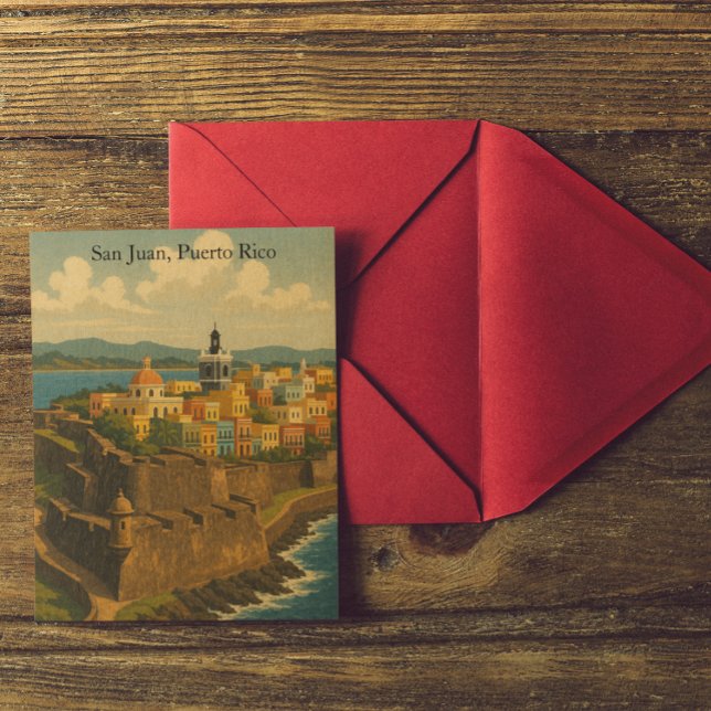 Beautiful San Juan Puerto Rico Retro Art Postcard (Beautiful San Juan Puerto Rico Retro Art Postcard)