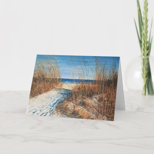 Beautiful Sand Dunes Beach Painting Greeting Cards (Front)
