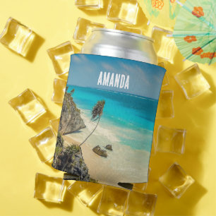 Beautiful Sandy Beach Tropical Paradise Can Cooler