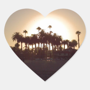 Beautiful Santa Barbara beach sunset Heart Sticker