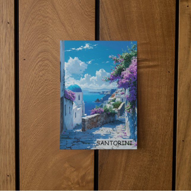 Beautiful Santorini Greece Ocean View Postcard (santorini greece coastal view travel postcard)