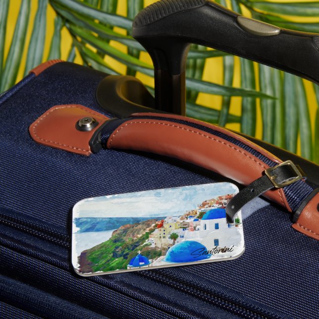 Beautiful Santorini Greece Scenery Travel Luggage Tag (Front Insitu 3)