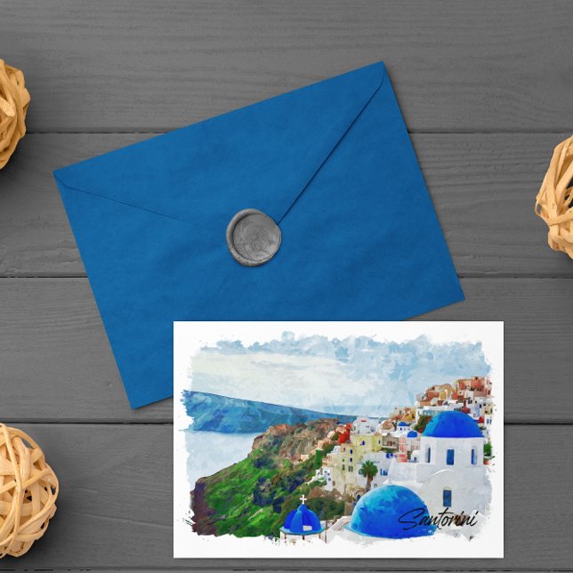 Beautiful Santorini Greece Scenery Travel Postcard (santorini greece scenery coastal postcard)