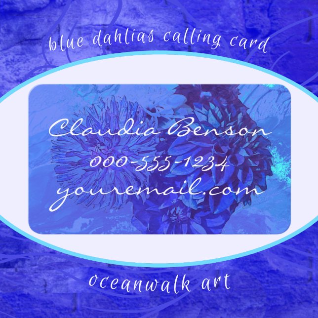 Beautiful Sapphire Blue Dahlia Flower Business Card (Creator Uploaded)