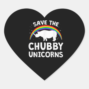 Beautiful Save Chubby Unicorns Rhino Lover Gift Heart Sticker