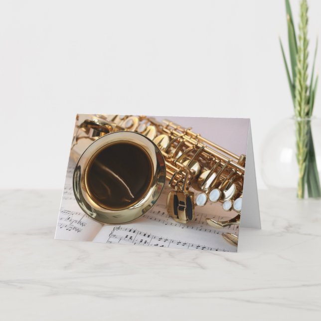 Beautiful saxophone musical instrument thank you card (Front)