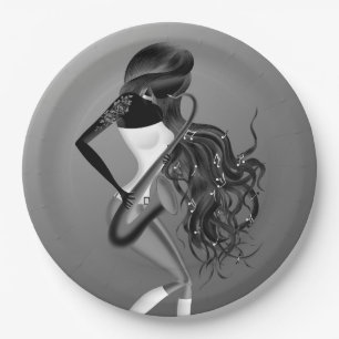 Beautiful Saxophonist Luna Paper Plate