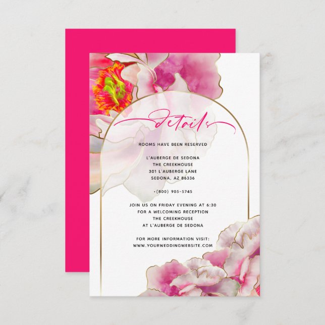 Beautiful Scarlet Peony Floral Details Card (Front/Back)