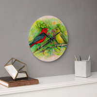 Beautiful Scarlet Tanagers Watercolor Art