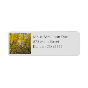 Beautiful Scenic Autumn Trail in Aspen Tree Grove Return Address Label