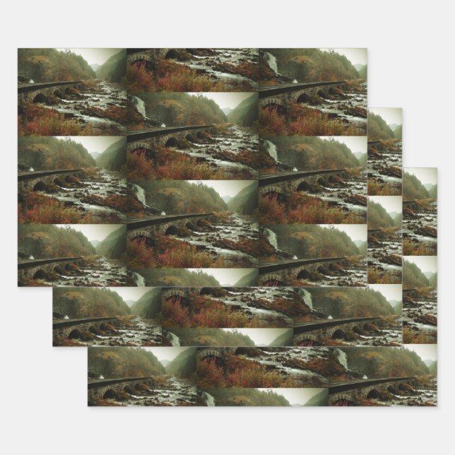 Beautiful Scenic Nature Photo Pattern Wrapping Paper Sheet (Set)