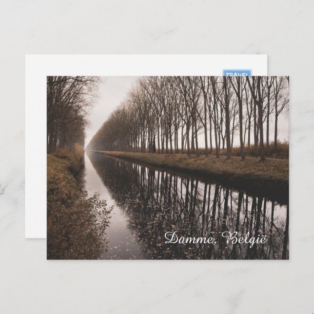 Beautiful Schipdonk Canal in Autumn, Damme Holiday Postcard (Front/Back)