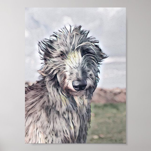 Beautiful Scottish Deerhound Design Poster (Front)