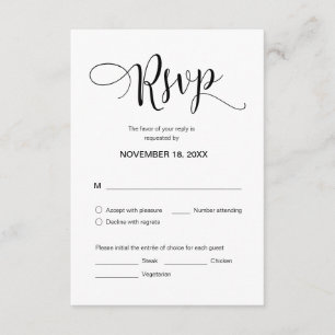 Beautiful Script, Celebration RSVP, Black, Respond Enclosure Card