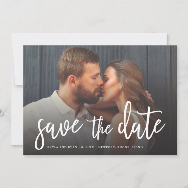 Beautiful Script Full-bleed Photo Save The Date (Front)