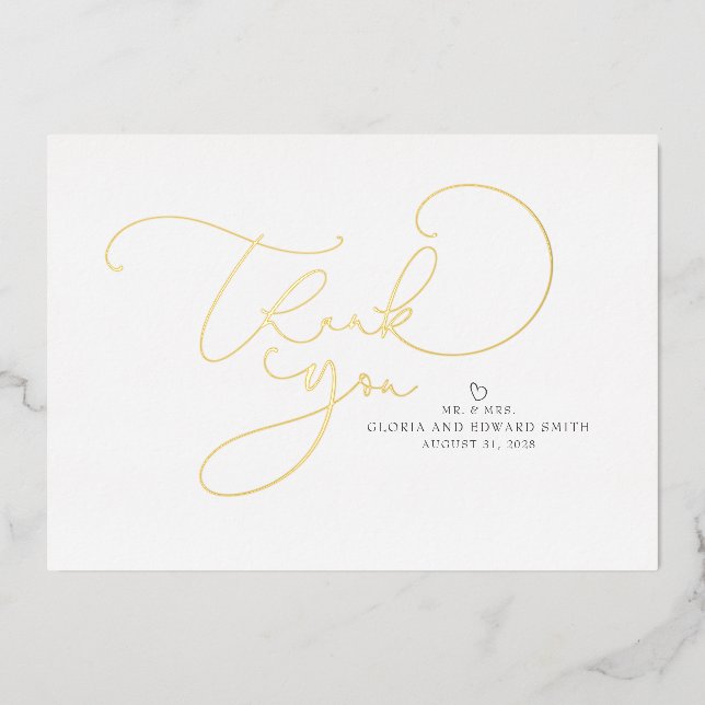 Beautiful Script Mr and Mrs Wedding Thank You (Front)