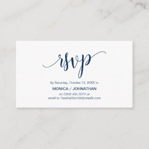 Beautiful Script, Navy Blue, RSVP respond Enclosure Card