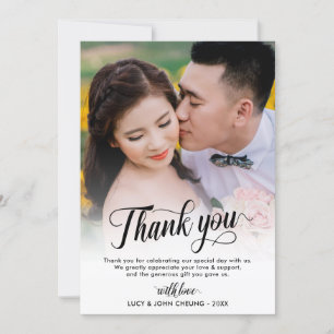 Beautiful Script Photo Wedding Thank You Card