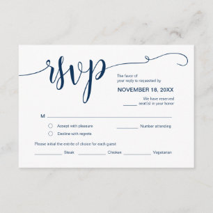 Beautiful Script, RSVP,  Black, Respond Enclosure Card