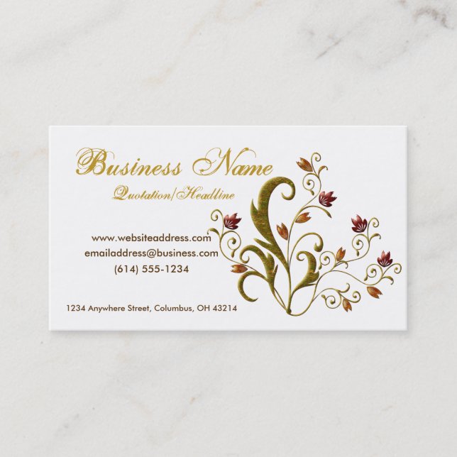Beautiful Scrollwork Vines D5 - Business Cards (Front)