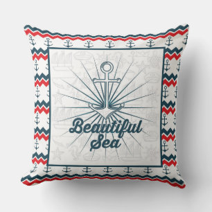 Beautiful Sea Anchor and Chevron Nautica  Cushion