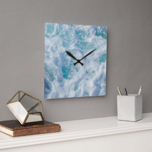 beautiful sea ​​foam square wall clock
