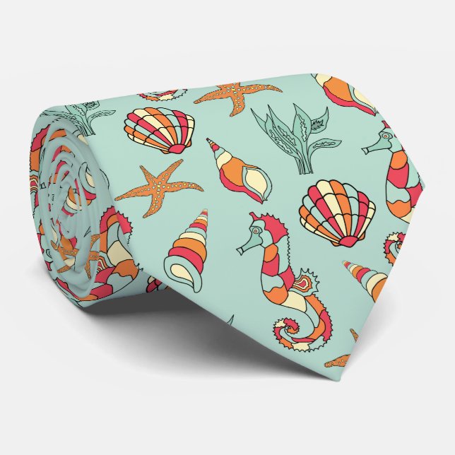 Beautiful Sea Life Tie (Rolled)