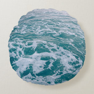 Beautiful sea marble waves texturehipster,backgrou round cushion