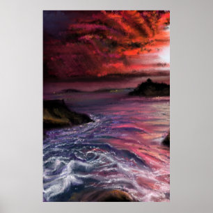 Beautiful Sea Sunset - Abstract Original Painting  Poster