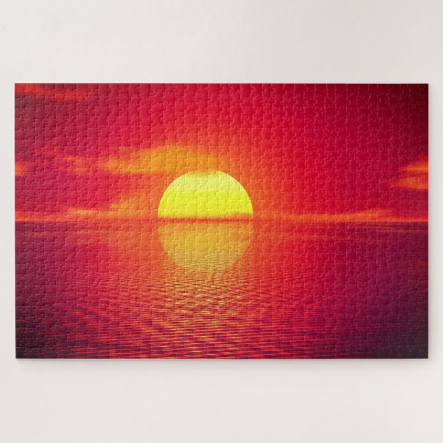 Beautiful Sea Sunset - Romantic Jigsaw Puzzle (Horizontal)