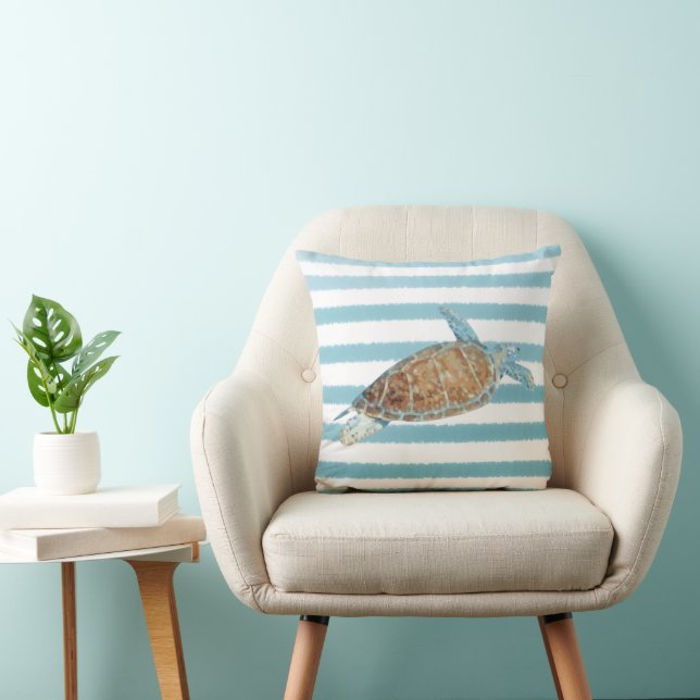 Beautiful Sea Turtle Art Throw Pillow (Chair)