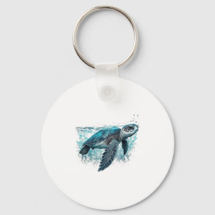 Beautiful Sea Turtle In The Water Key Ring