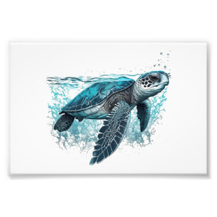 Beautiful Sea Turtle In The Water Photo Print