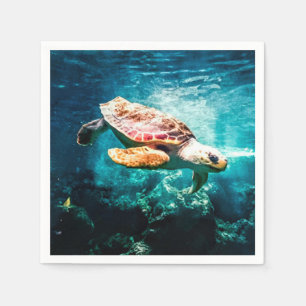 Beautiful Sea Turtle Ocean Underwater Image Napkin