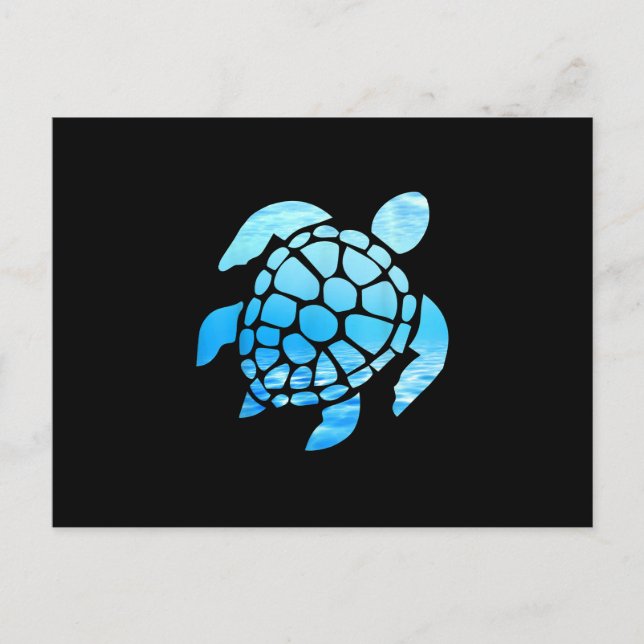 Beautiful Sea Turtle Silhouette Seen From Undersea Announcement Postcard (Front)