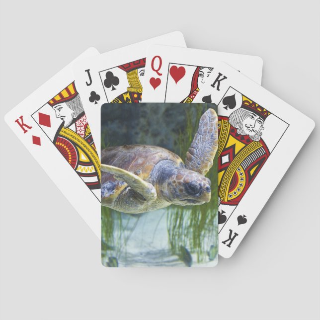 Beautiful Sea Turtle Swimming Bicycle Playing Card (Back)