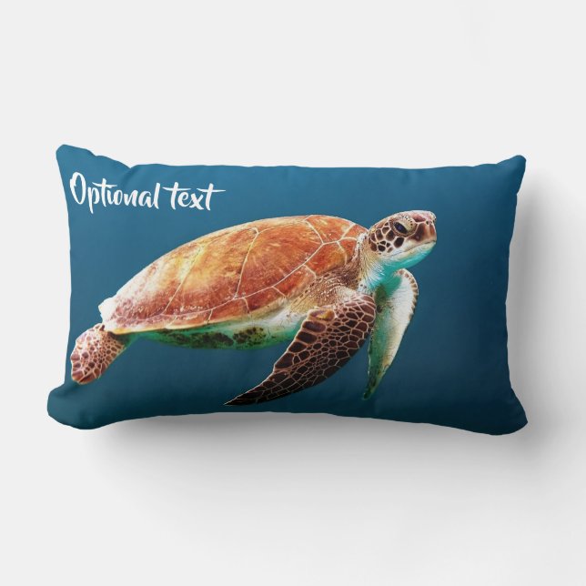 Beautiful Sea Turtle Swimming Lumbar Cushion (Front)