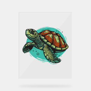 Beautiful Sea Turtle Vector Art Illustration Acrylic Sign
