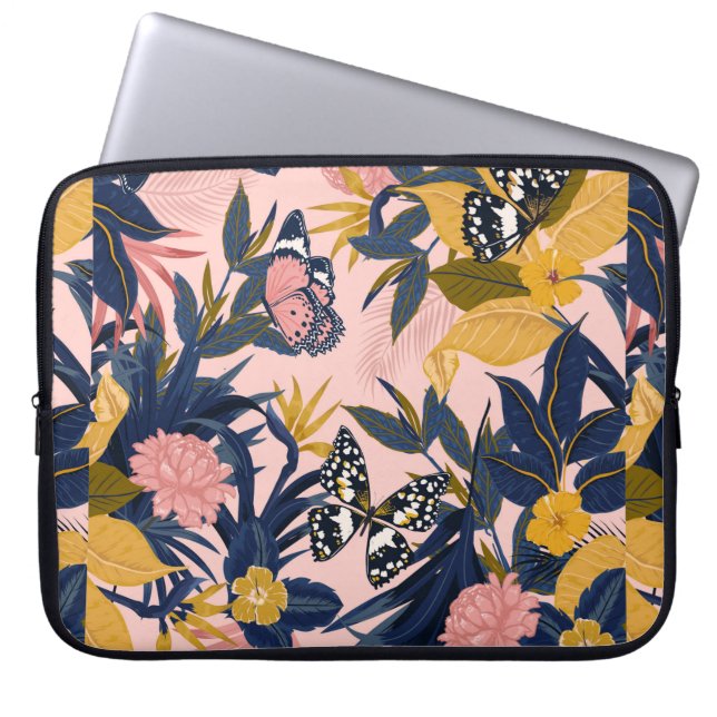 Beautiful seamless artistic sweet tropical pattern laptop sleeve (Front)