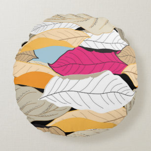 beautiful seamless autumn pattern of colored leave round cushion