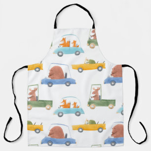 Beautiful seamless baby pattern with cute hand dra apron