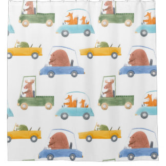 Beautiful seamless baby pattern with cute hand dra shower curtain