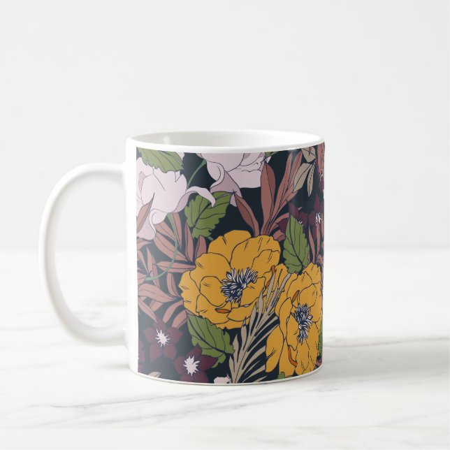 Beautiful seamless floral pattern background. coffee mug (Left)