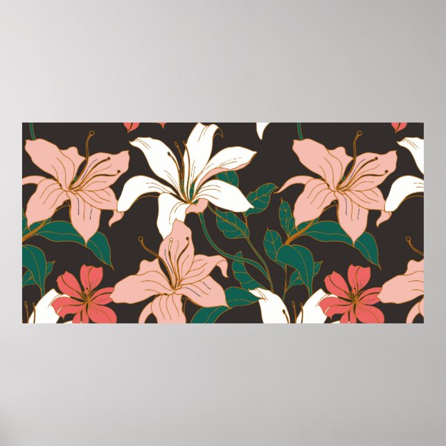 Beautiful seamless floral pattern background. poster (Front)