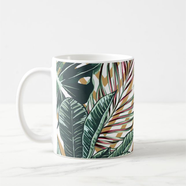 Beautiful seamless floral pattern background with  coffee mug (Left)