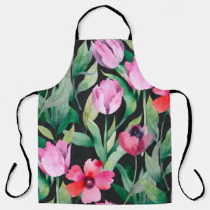 Beautiful seamless floral pattern with watercolor  apron
