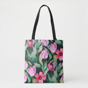 Beautiful seamless floral pattern with watercolor  tote bag
