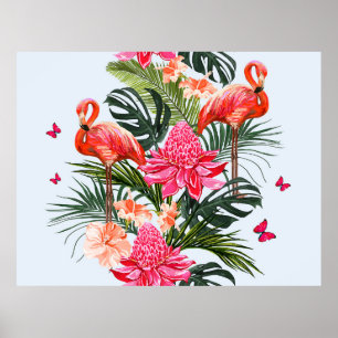Beautiful seamless floral summer pattern backgroun poster