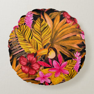 Beautiful seamless floral summer pattern backgroun round cushion