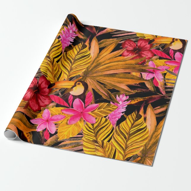 Beautiful seamless floral summer pattern backgroun wrapping paper (Unrolled)